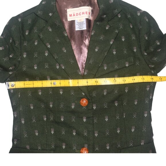Madchen Anthropologie Forested Forest Green Blazer Jacket Retro 70s Style XS - Picture 6 of 7